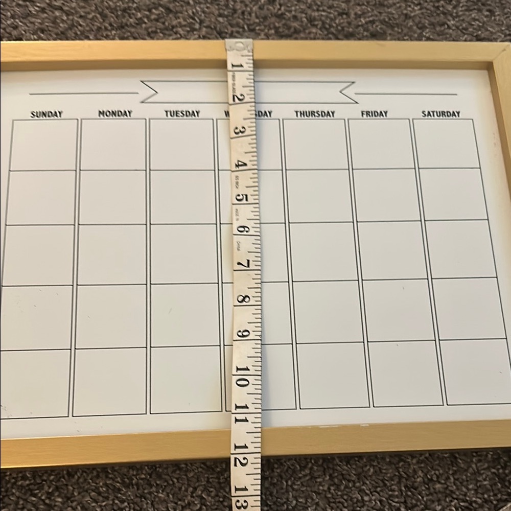 Gold Framed Weekly Planner Calendar White board - Picture 5 of 7